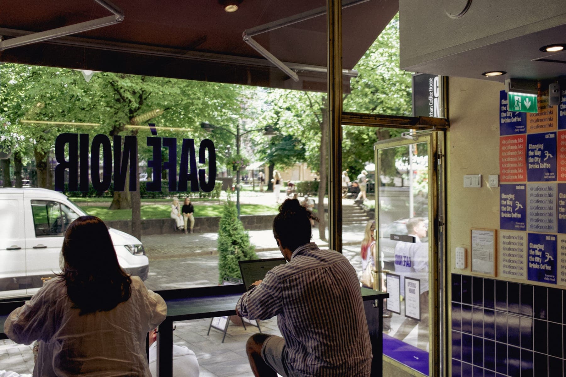 Inside Café Noir, the window bar looking onto the Esplanadi park